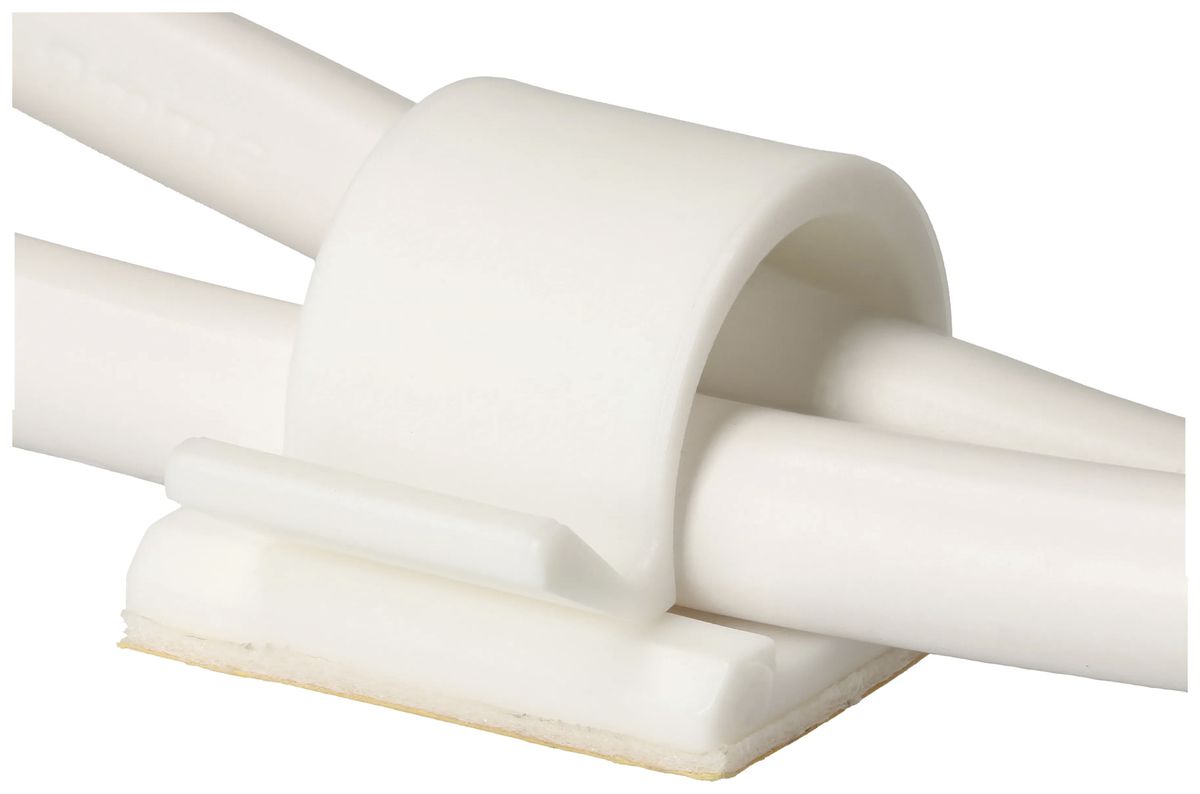 Portacavo MH 19×19mm autoadesivo, per cavo 5mm, bianco