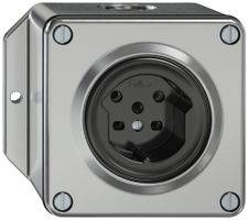 AP-Steckdose ELEMENT SNAPFIX® 1×Typ 15 10A 440V IP20 alu