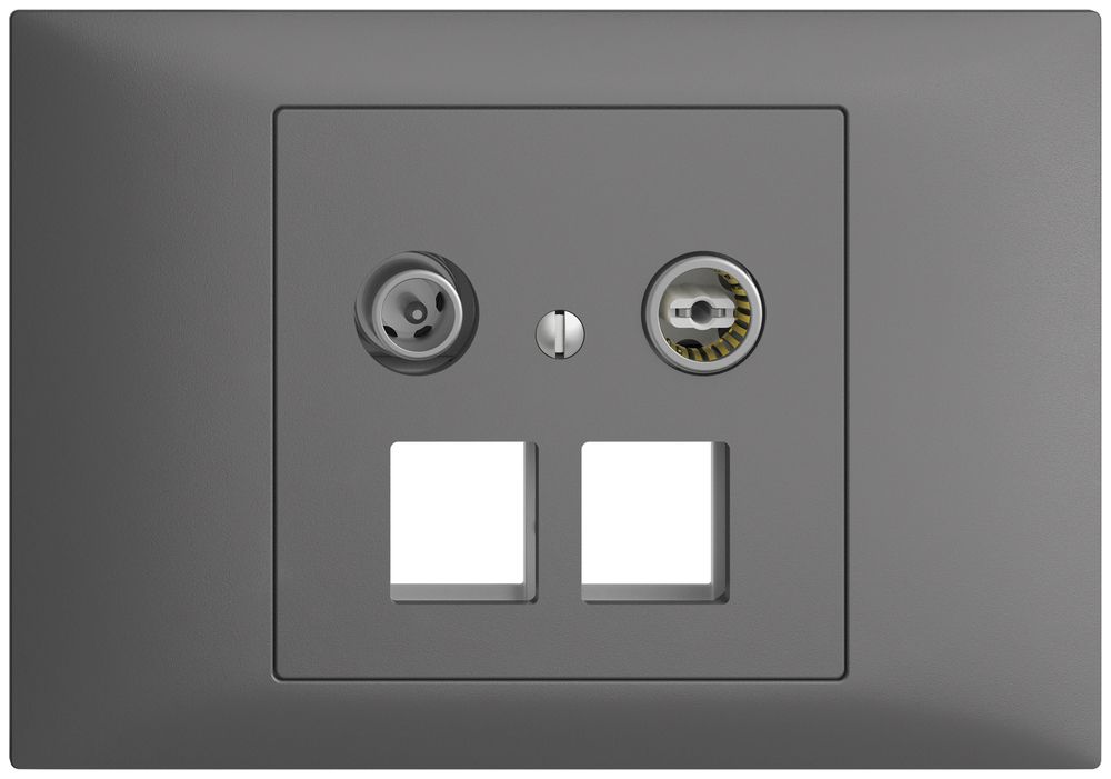 Prise multimédia 4dB INC Edue BKE, prise de dérivation, p.2×RJ45 Keystone, grf