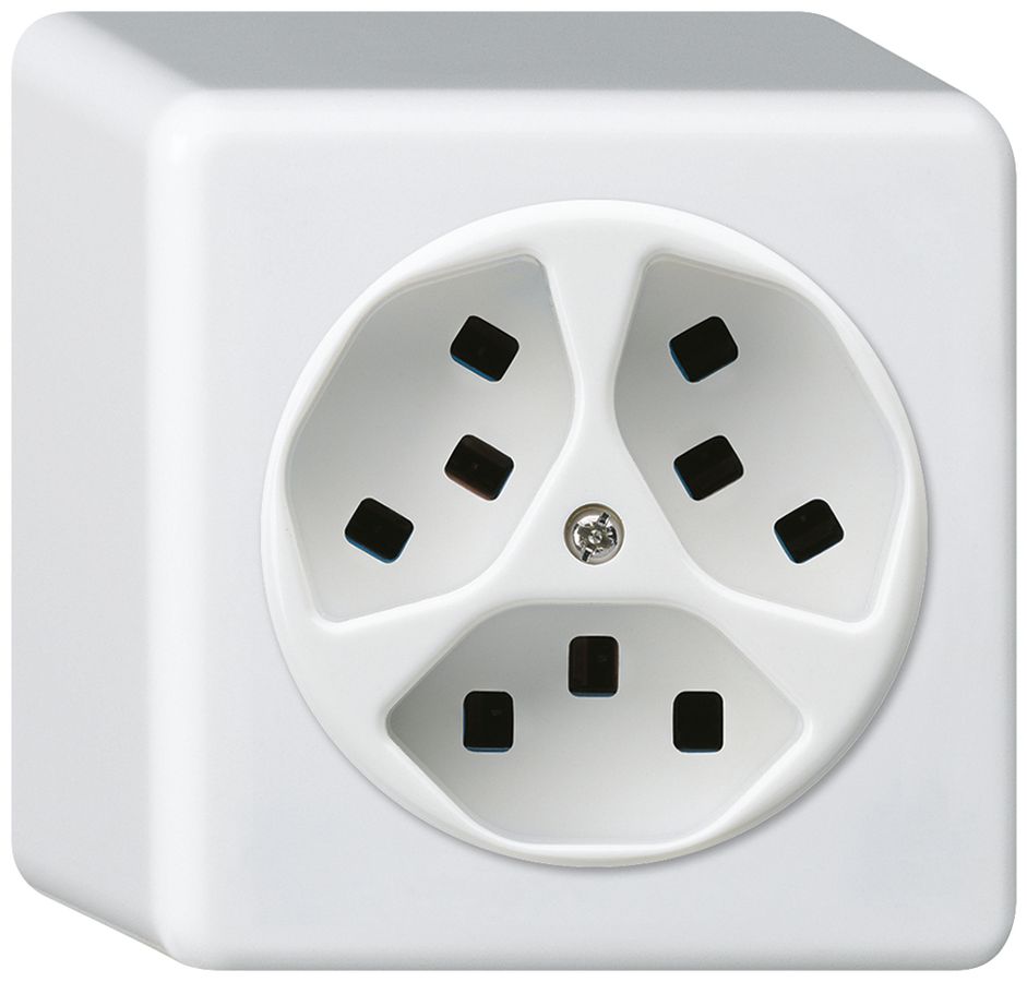 Presa AP Hager basico 3×tipo 23 Q bianco