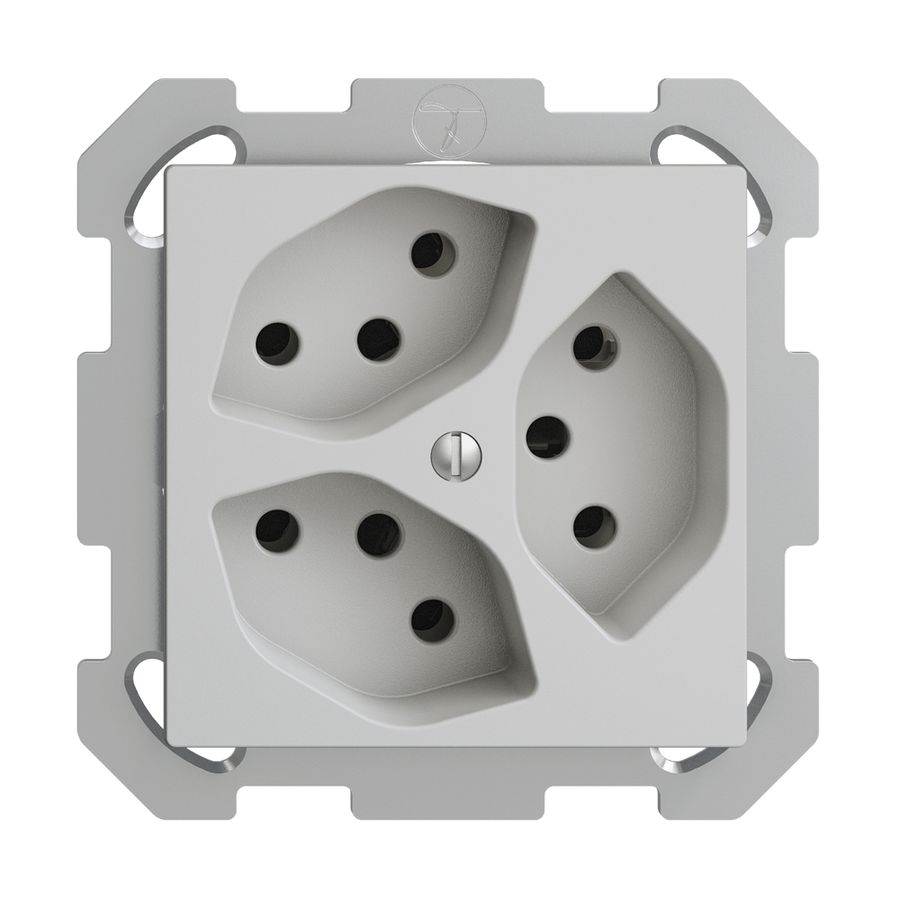 Prise ENC EDIZIOdue 3×T13 gris clair, avec shutter