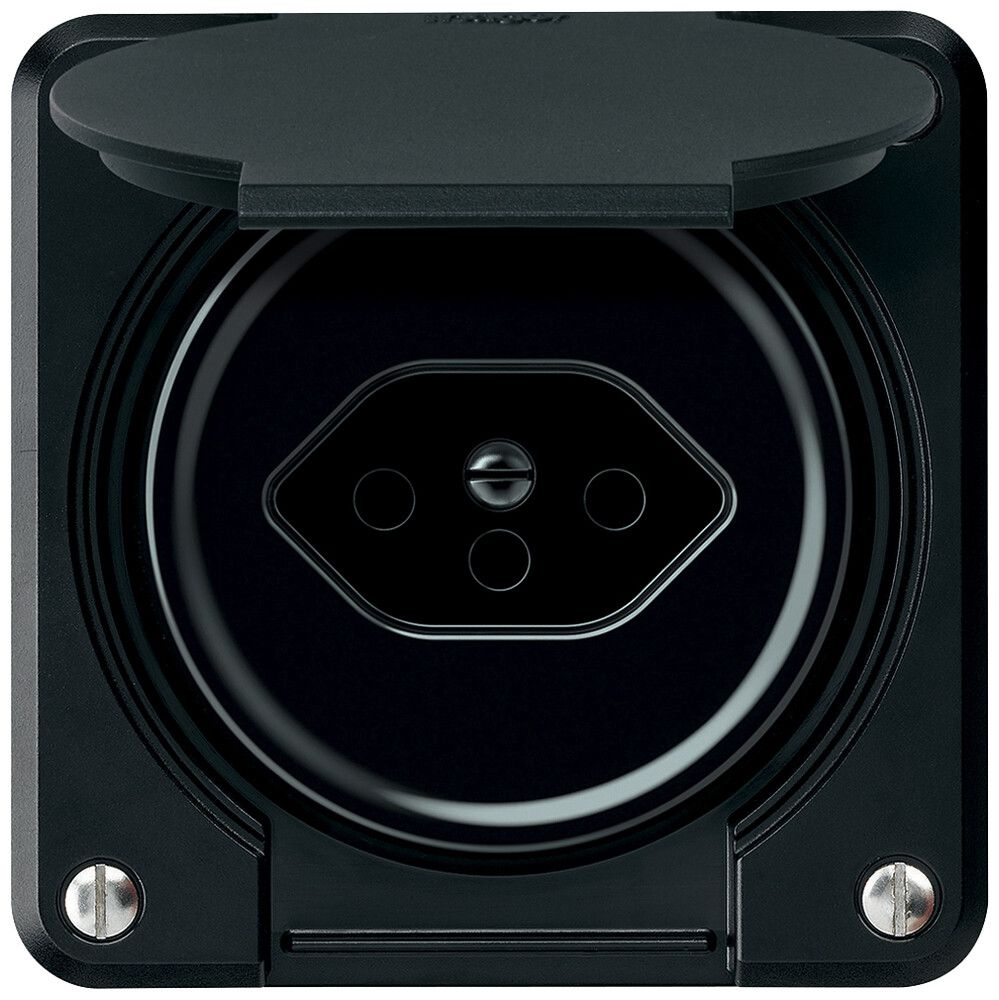 UP-Steckdose robusto 1×T13 10A 250V 86×86mm IP21 schwarz