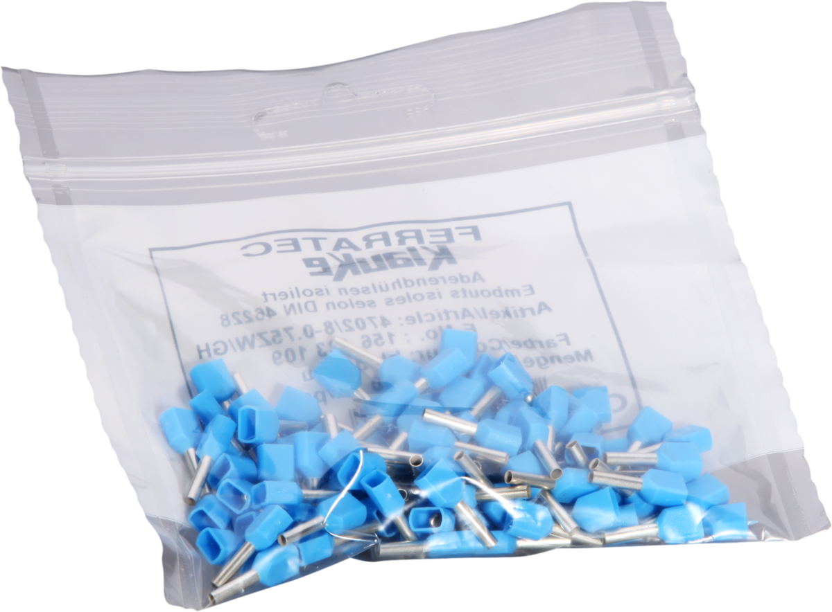 Embout de câble jumelé isolé 2×0.75mm²/8mm bleu