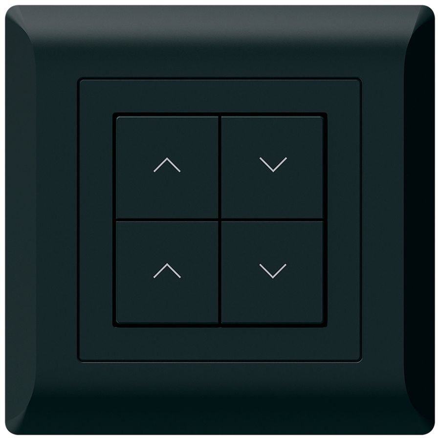 UP-KNX-Storentaster Hager BA kallysto.line C 4-fach 92×92mm schwarz