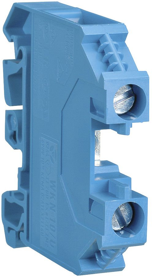 Borne de passage Hager 10mm², N, 1000V/57A, à vis ouvert sur le côté