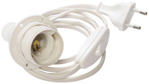 Fassung ELBRO E27 Flaschengarnitur mit Zwischenschalter Kabel 150cm weiss