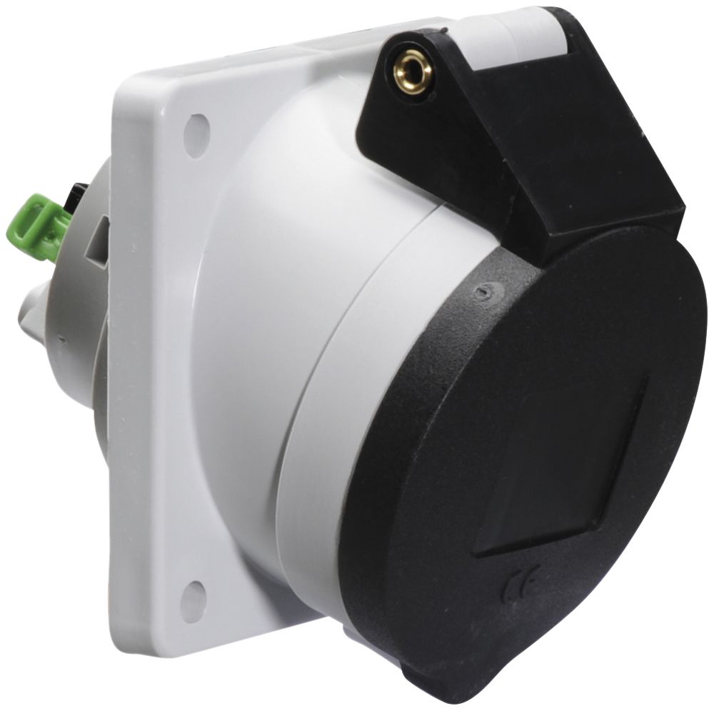 EB-Steckdose CEE Bals 5P 16A 500V 7h schwarz IP44 vernickelt QC schr.