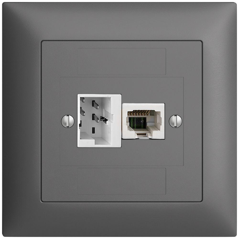 UP-Anschlussdose 1×TT,1×RJ45/u 4P EDIZIOdue dunkelgrau, ITplus ITM