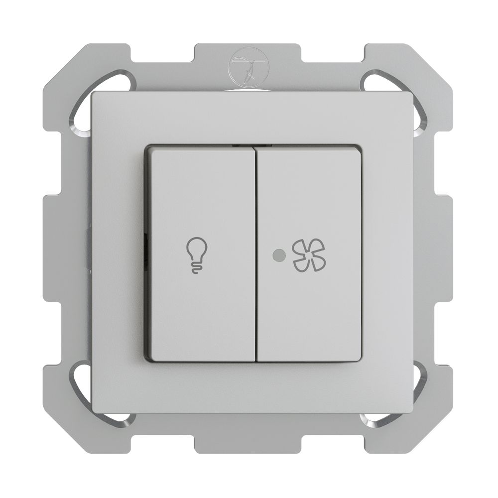 Interruttore INC per luce e ventilaz. EDIZIOdue grigio chiaro, LED giallo