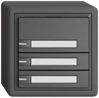 Poussoir universel AP EDIZIO.liv UNI SNAPFIX® 12…48V a.LED 3× comm.1T étiqu.grf