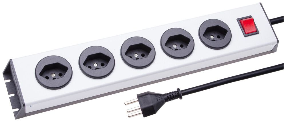 Prise multiple MH 5×T23 argent/noir PowerLine Td 3×1.5mm² 2.5m