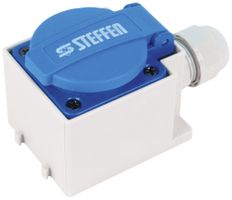 AP-Steckdose Steffen 1×T23 1P 16A 250V IP20 Deckel blau, weiss
