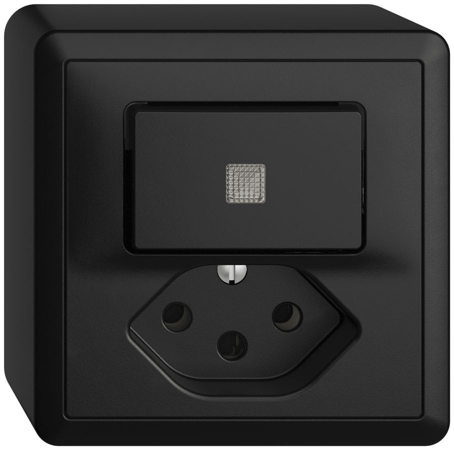 AP-Leuchtkombination 6/1L+T13 schwarz, LS EDIZIOdue mit Linse, LED gelb