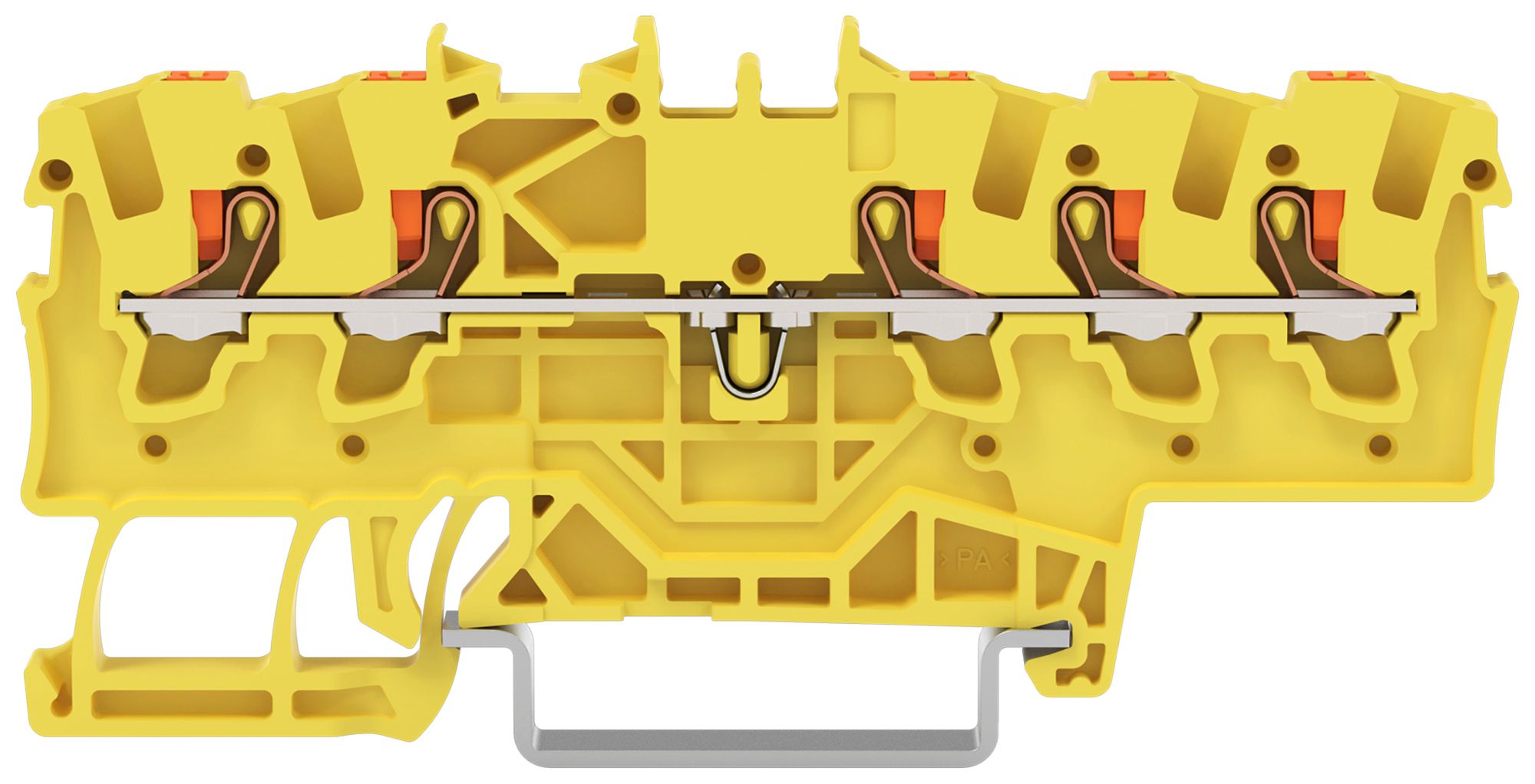 Borne de passage joignable WAGO TOPJOB S 1.5mm² 24A Push-in 5×1 TH35 jaune