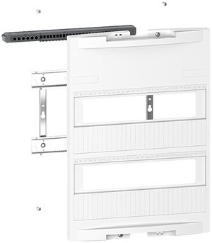Kit de montage SE Resi9 avec rail DIN 2 rangées p.12UM/rangée avec barrette PE+N