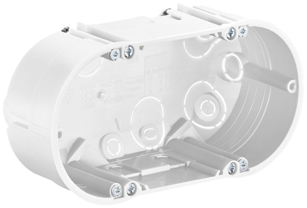 UP-Hohlwandose Kaiser 2×Ø68×47mm Einführungen 6×Ø20mm weiss