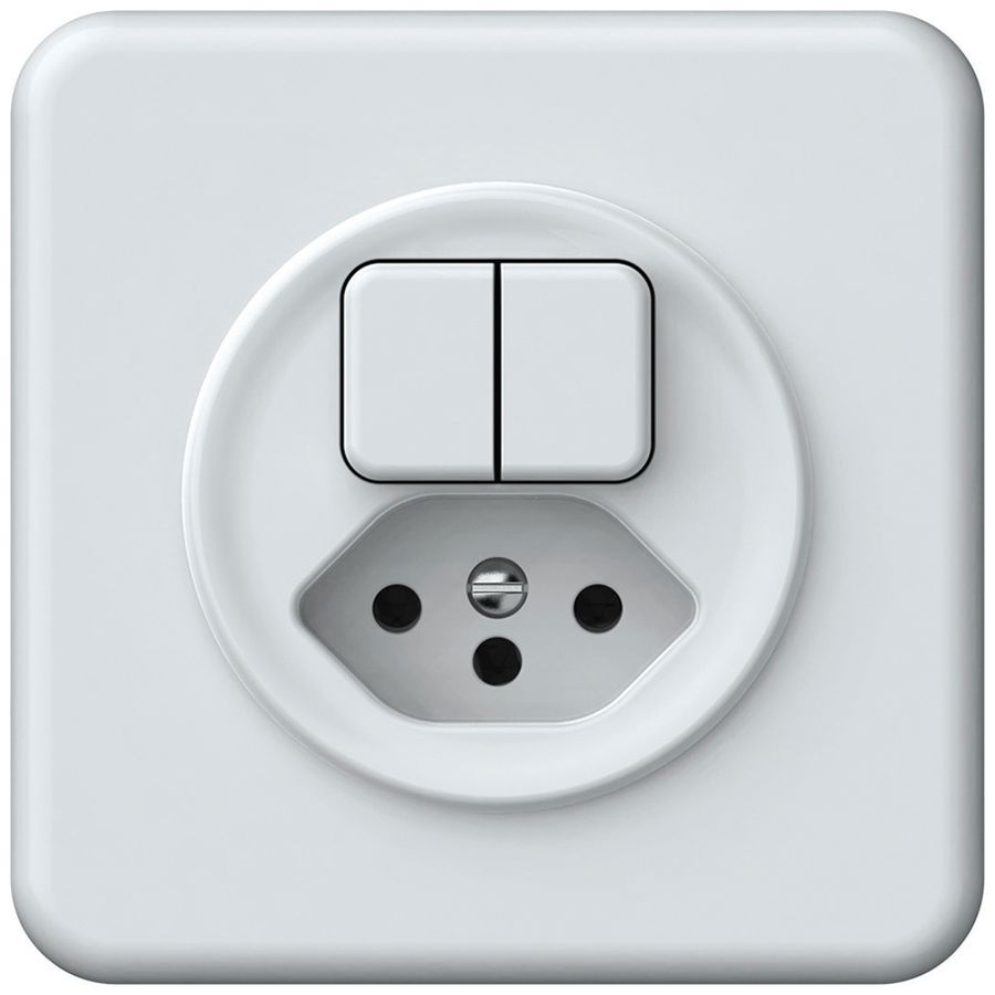 UP-Kombination origin 2×Tasten 2CO+T13 1P 0<1 10A 230V 92×92mm weiss