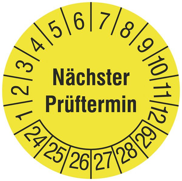 Prüfplakette CIMCO Nächster Prüftermin 24 Ø30mm gelb 240Stk