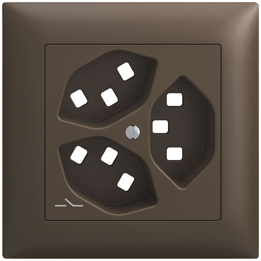 Kit montaggio INC Feller EDIZIOdue, per presa 3×T23 1×separato, coffee