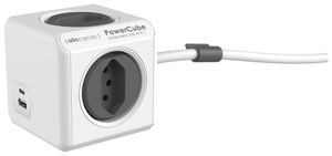 Mehrfachstecker PowerCube Extended 4×T13, 1×USB-C/1×USB-A, gu/ws