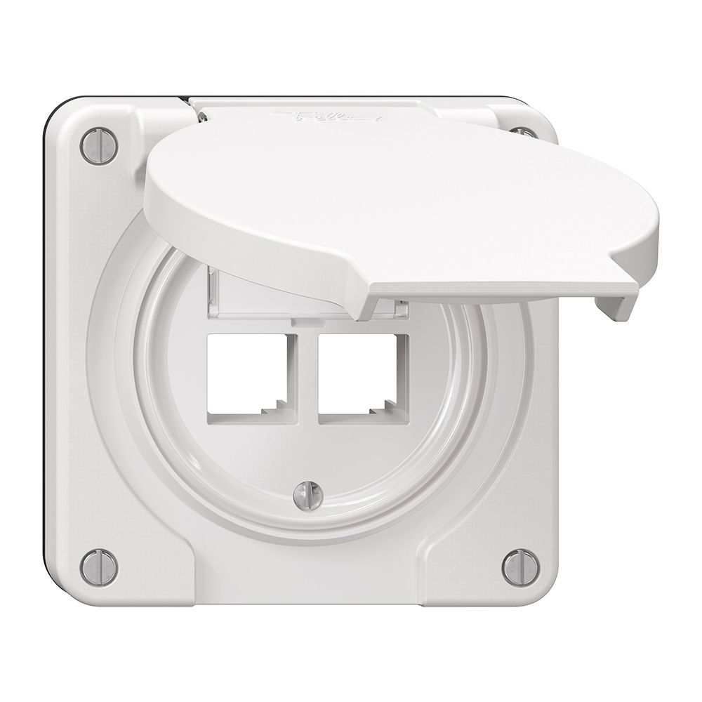 Kit de montage Feller S-One EASYNET N.CO, pour 2×RJ45, profondeur 28 mm, blanc