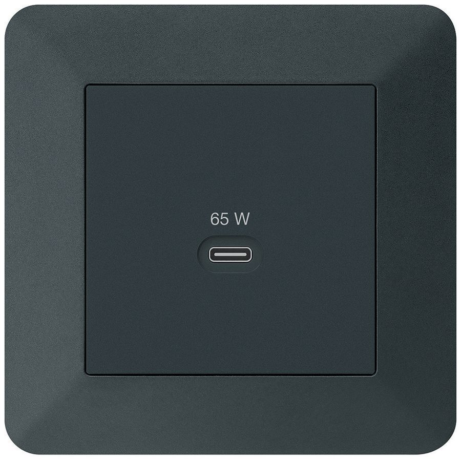 Prise de charge USB ENC Hager kallysto.trend type C 65W 3250mA noir