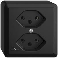 Prise AP EDIZIOdue 2×T13 noir 1×S