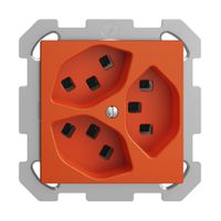 UP-Steckdose 3×T23 16A orange EDIZIOdue, mit Steckklemmen