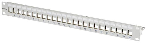 Patchpanel 19" H-LINE M 24-Port Keystone leer geschirmt 1HE Stahl grau