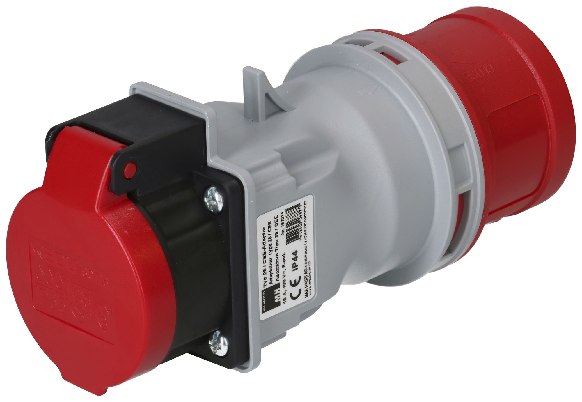 Übergangsstecker MH Stecker CEE 16A/Steckdose Typ 25 rot 400V 16A IP44/IP55