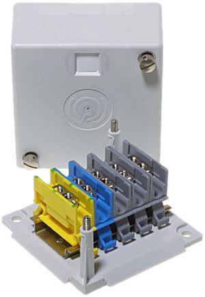 Boîte de dérivation Woertz 3LNPE 5×2.5mm² 78×78×44mm gris clair