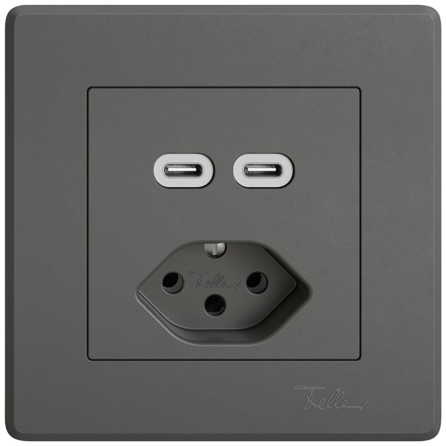 Prise de charge USB ENC EDIZIO.liv SNAPFIX® USB C+C/T13 3A 230VAC grf