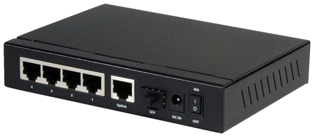 Switch ROLINE PoE+ Gigabit Ethernet, 5-Port + 1-Port Uplink (GbE/SFP)