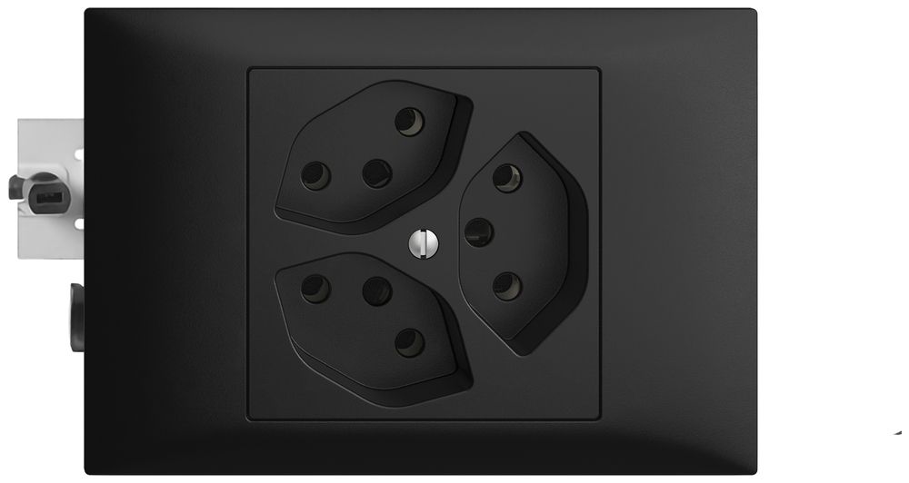 EB-Steckdose EDIZIOdue 3×T13 45…69mm schwarz