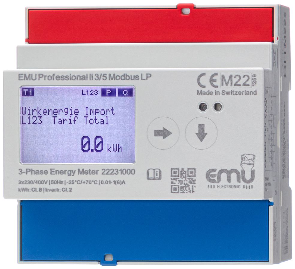 Compteur d'énergie AMD EMU Professional II 3×5A indirect MID/LP S0 Modbus RTU