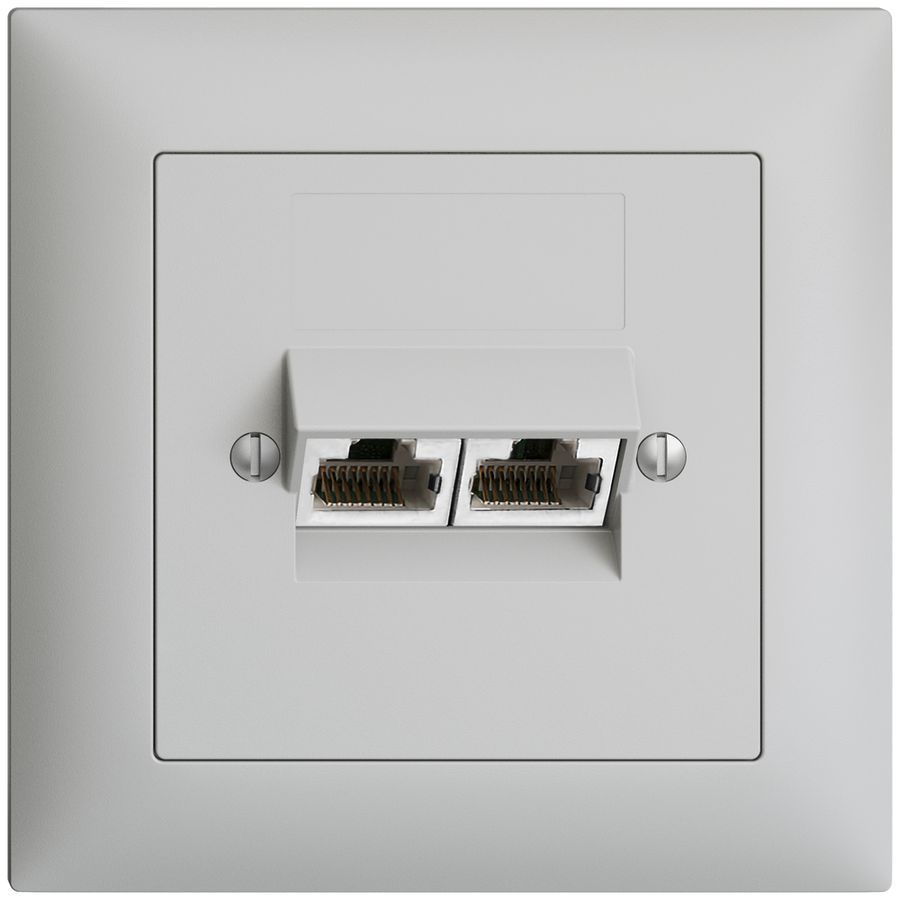 UP-Anschlussdose 2×RJ45/s 4P getr. EDIZIOdue hellgrau ITplus