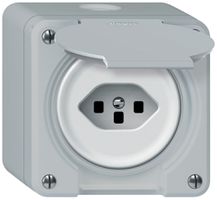 AP-Steckdose robusto 1×T23 16A 250V 86×86mm IP21 grau