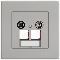 Presa multimedia INC TV-R EDIZIO.liv SNAPFIX® EASYNET p.2×RJ45 S-One 15dB grc