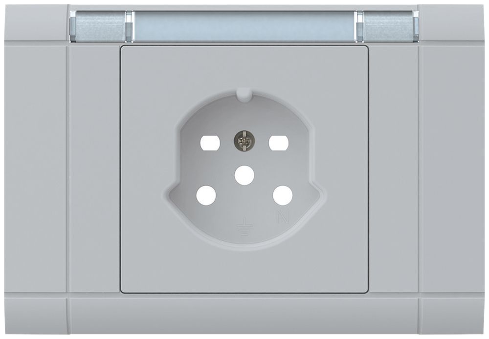 EB-Frontset kallysto, für EB-Steckdose 1×T15, mit Bezeichnungsträger, hellgrau