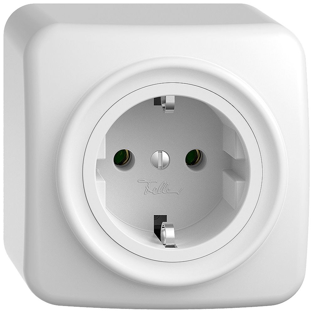 Prise AP Feller STANDARDdue Schuko 16A 230V 76×76mm blanc