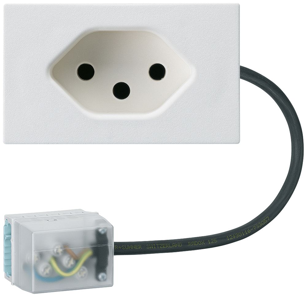 Prise INC 1×type 13 Hager FLF pour câble plat Ecobus power L2 blanc