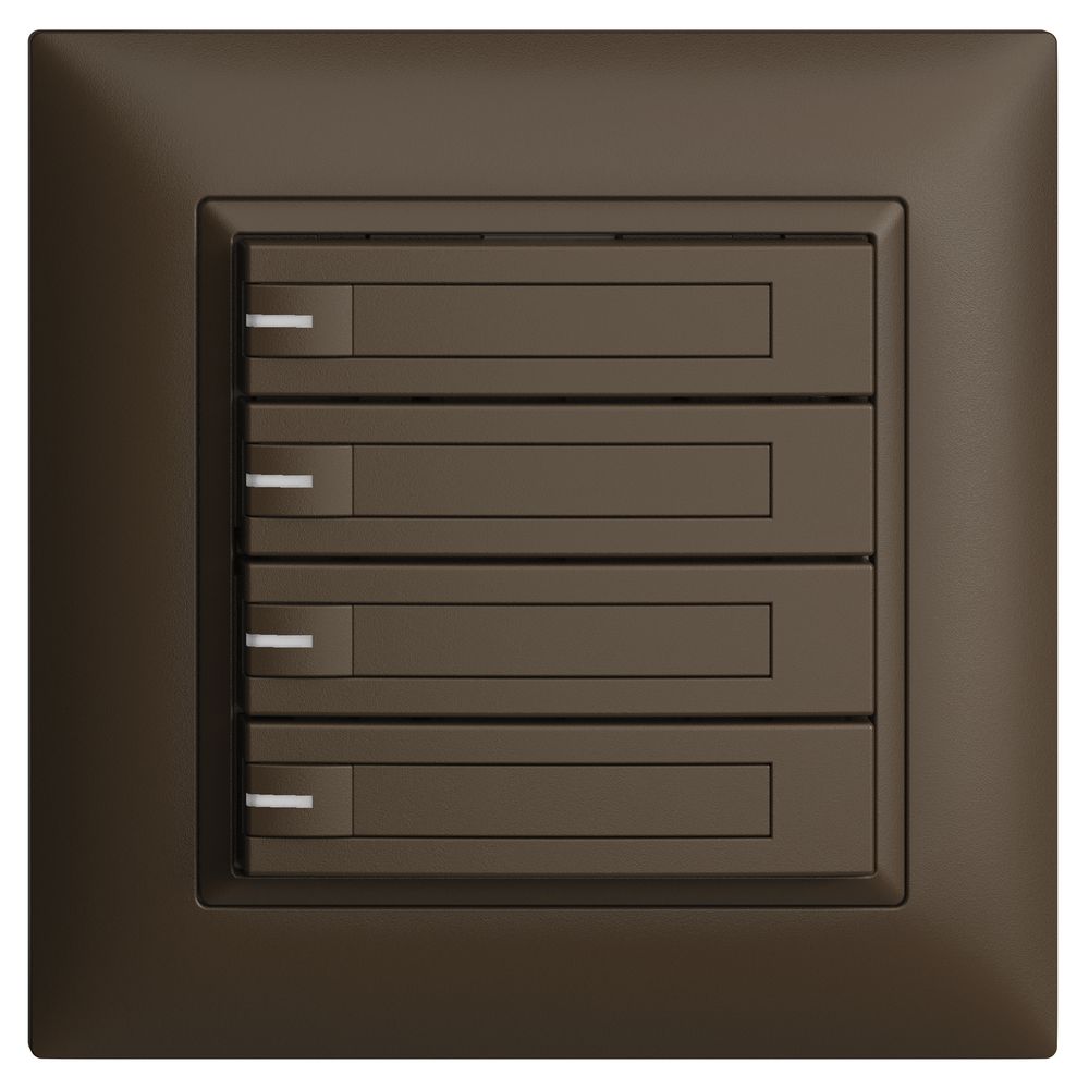 Poussoir KNX RGB ENC EDUE FMI, 250mW, a.LED RGB, papier, 4×pouss., 1×touche, cof