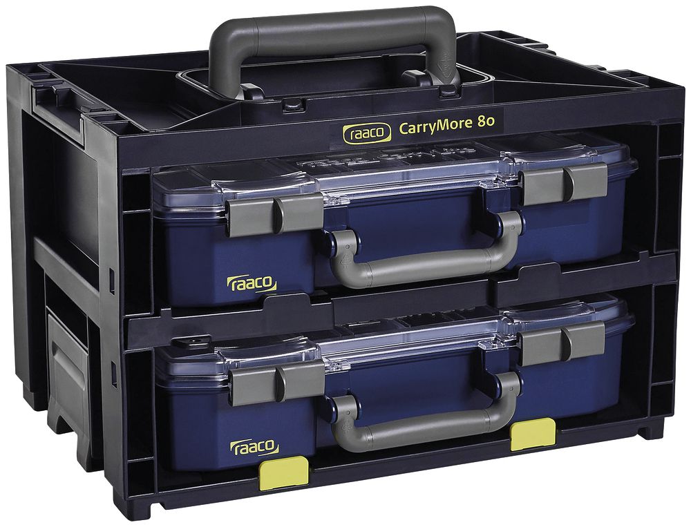 Sortimentskoffer CIMCO CarryMore 80 2×CarryLite 80 Raster 4×8 9×Einsätze