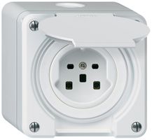 Prise AP HA robusto type 25 avec bornes enfichables avec couvercle blanc