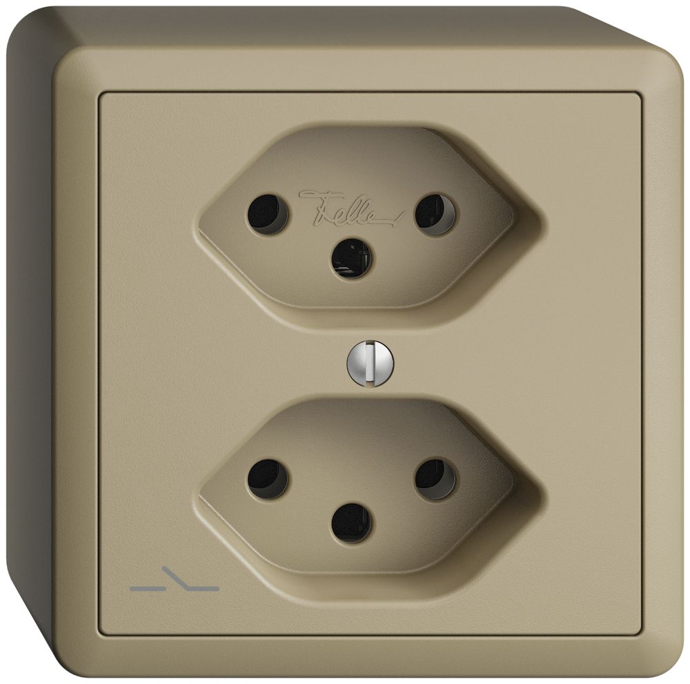 AP-Steckdose EDIZIOdue 2×T13 1×S sand mit Shutter