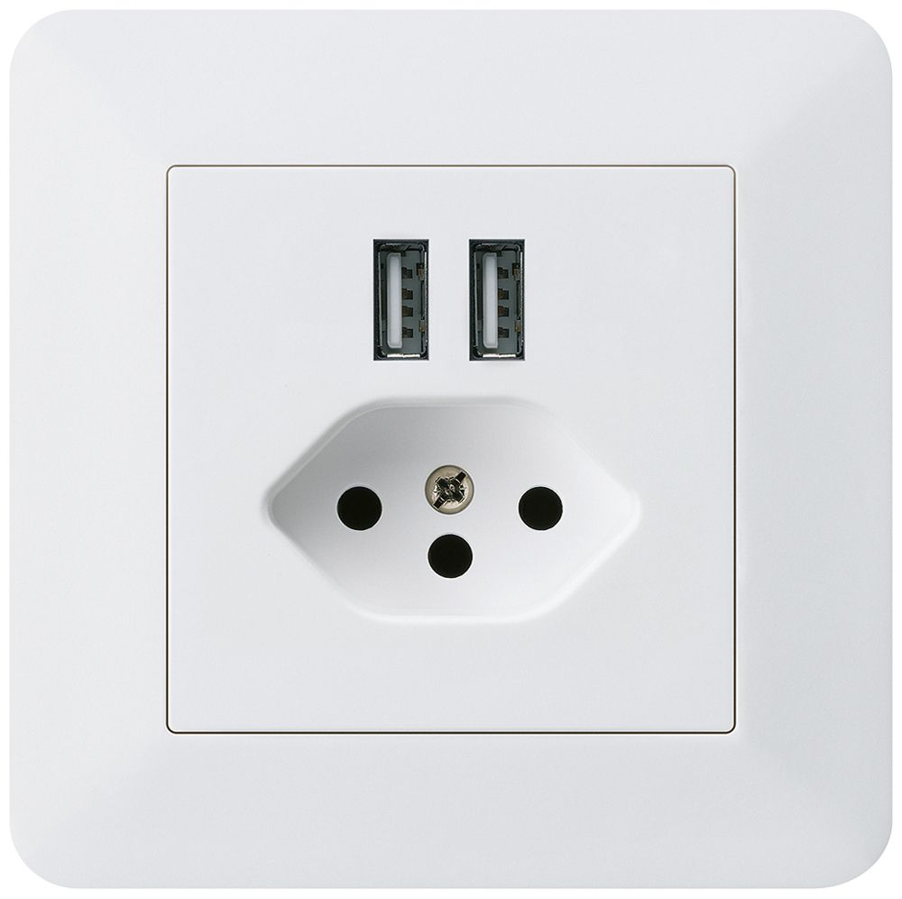 Prise ENC 2×USB & T13 kallysto.trend 2400mA blanc