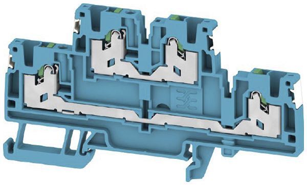 Borne de passage joignable S2T 2.5 DL BL 2.5mm²22A 800V SNAP IN 2×2 DIN35 bleu