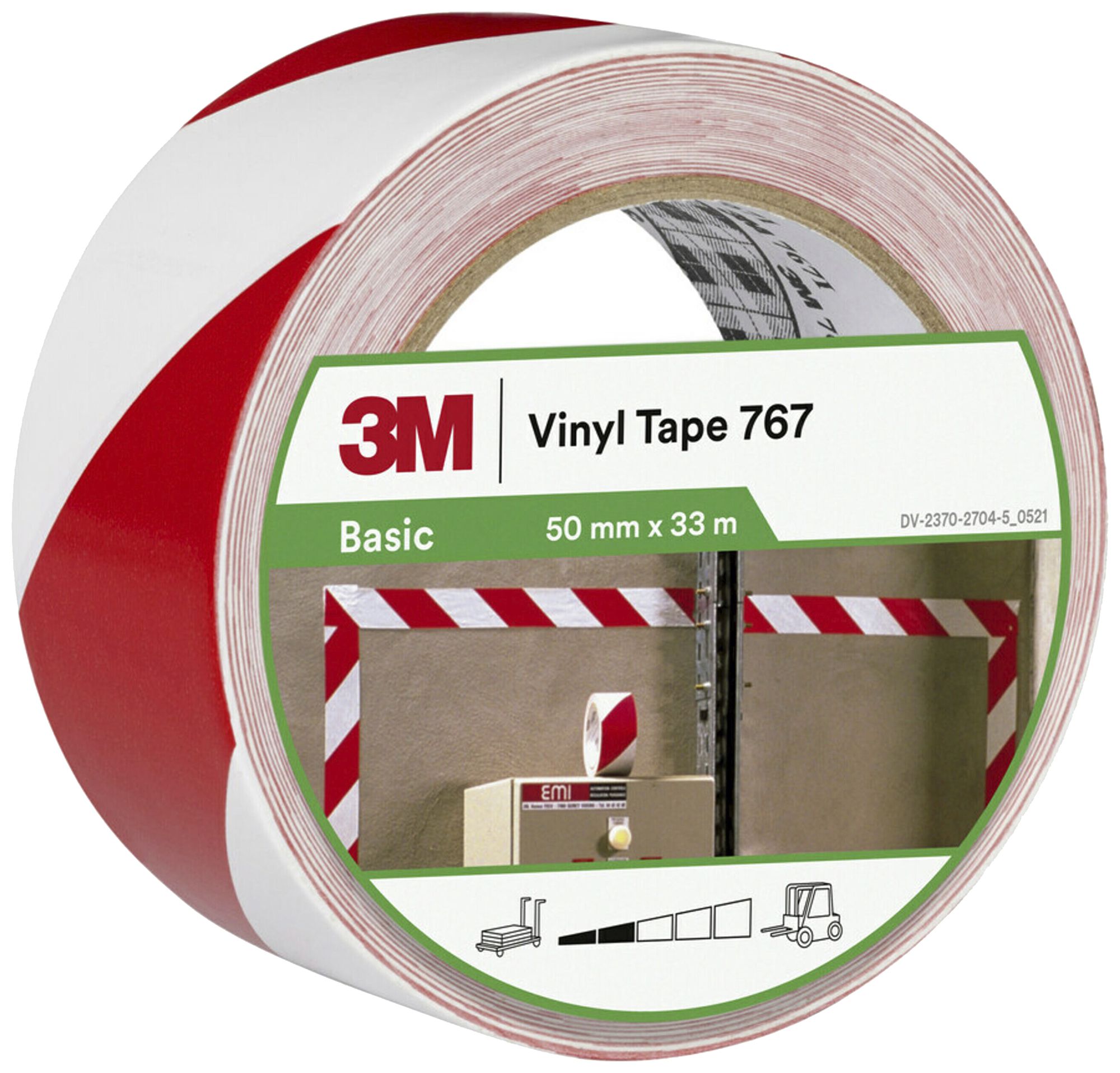 Klebeband 3M 767i 50mm×33m×0.12mm weiss/rot