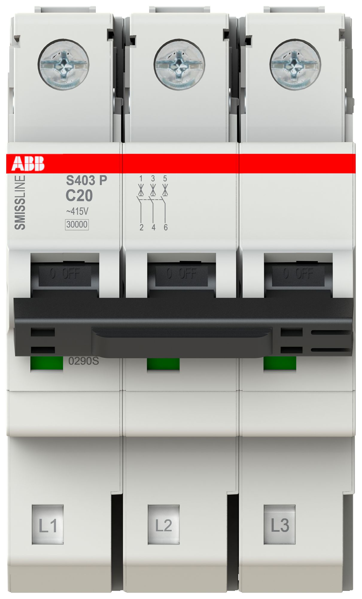 Leitungsschutzschalter SMISSLINE TP, 3L, C, 20A, 30kA