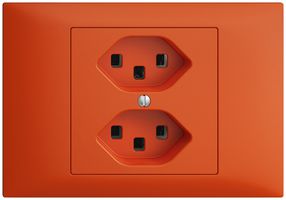 EB-Steckdose 2×T23 16A orange EDIZIOdue, mit Steckklemmen